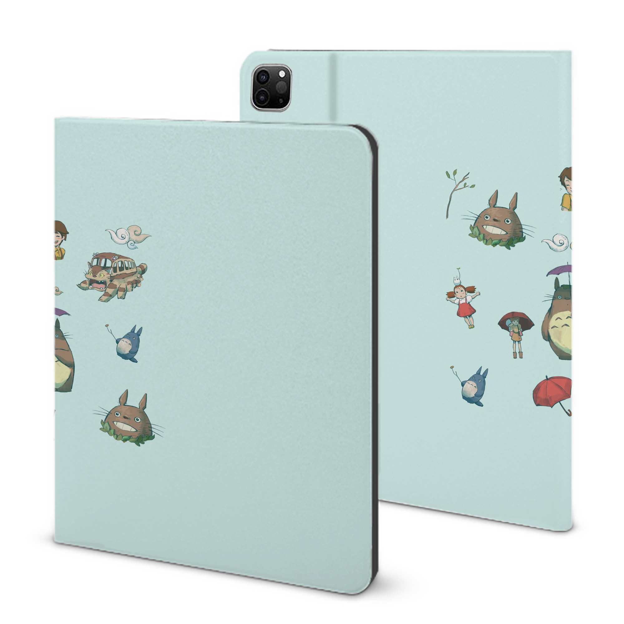 （画像用） となりのトトロ 草壁メイ 草壁サツキ My Neighbor Totoro Satsuki Kusakabe Mei Kusakabe IPad ケース ブック型 PUレザー TPU 耐衝撃 軽量 薄型 ペン収納なし 全面保護 IPad 各モデル対応